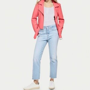 LEVI’S BELTED FAUX LEATHER MOTO JACKET IN WINTER ROSE